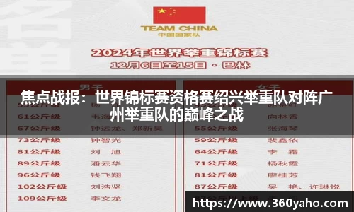 焦点战报：世界锦标赛资格赛绍兴举重队对阵广州举重队的巅峰之战